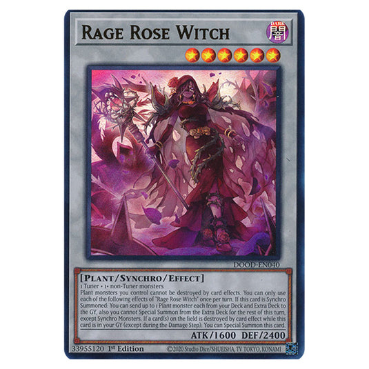 "Rage Rose Witch" DOOD-EN040 card from the Yu-Gi-Oh! set Doom of Dimensions
