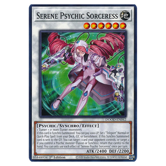 "Serene Psychic Sorceress" DOOD-EN042 card from the Yu-Gi-Oh! set Doom of Dimensions