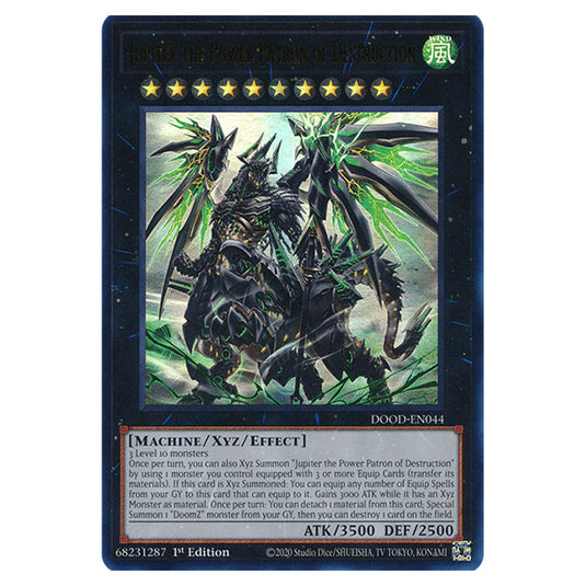 "Jupiter the Power Patron of Destruction" DOOD-EN044 card from the Yu-Gi-Oh! set Doom of Dimensions