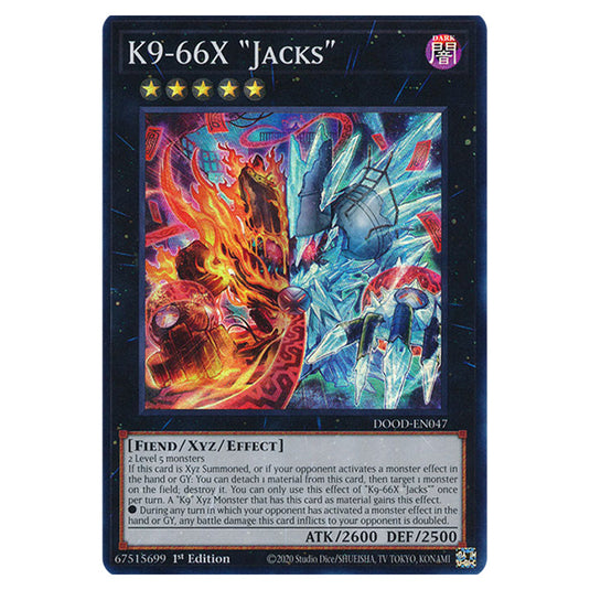 "K9-66X "Jacks"" DOOD-EN047 card from the Yu-Gi-Oh! set Doom of Dimensions