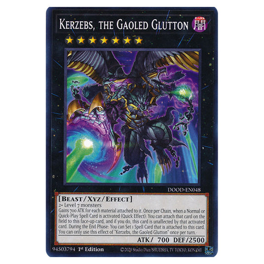 "Kerzebs, the Gaoled Glutton" DOOD-EN048 card from the Yu-Gi-Oh! set Doom of Dimensions