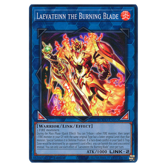 "Laevateinn the Burning Blade" DOOD-EN053 card from the Yu-Gi-Oh! set Doom of Dimensions