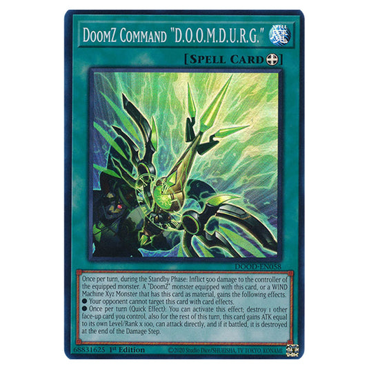 "DoomZ Command "D.O.O.M.D.U.R.G."" DOOD-EN058 card from the Yu-Gi-Oh! set Doom of Dimensions