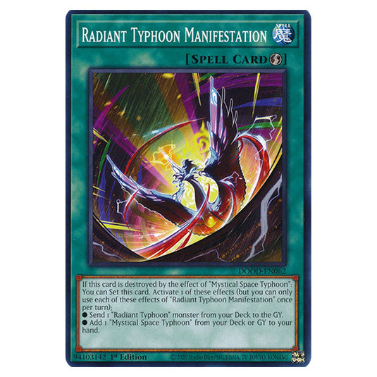 "Radiant Typhoon Manifestation" DOOD-EN062 card from the Yu-Gi-Oh! set Doom of Dimensions