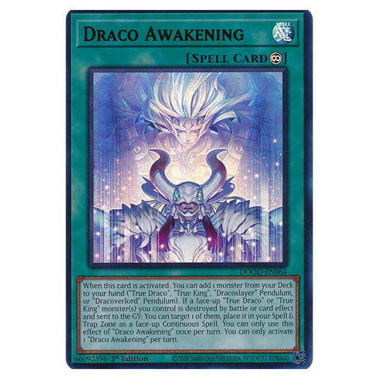 "Draco Awakening" DOOD-EN064a card from the Yu-Gi-Oh! set Doom of Dimensions