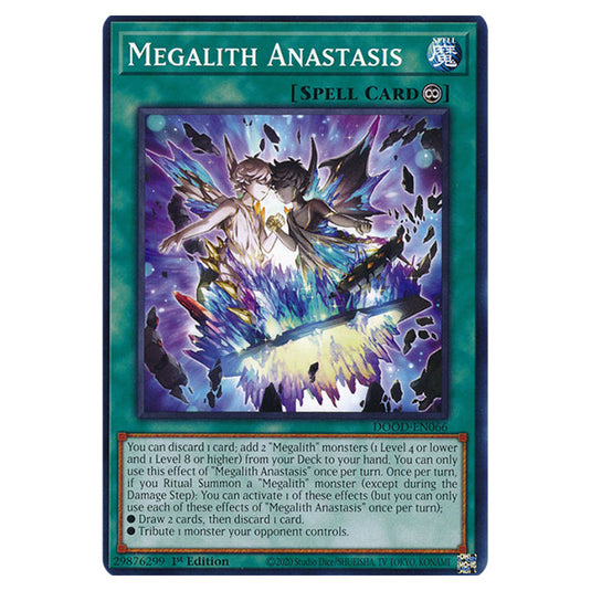 "Megalith Anastasis" DOOD-EN066 card from the Yu-Gi-Oh! set Doom of Dimensions