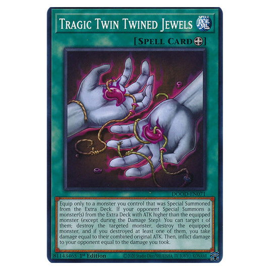 "Tragic Twin Twined Jewels" DOOD-EN071 card from the Yu-Gi-Oh! set Doom of Dimensions