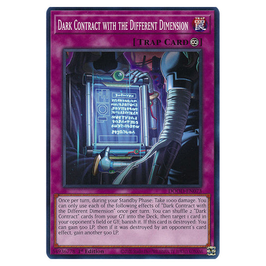 "Dark Contract with the Different Dimension" DOOD-EN073 card from the Yu-Gi-Oh! set Doom of Dimensions