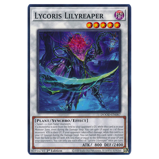 "Lycoris Lilyreaper" DOOD-EN087 card from the Yu-Gi-Oh! set Doom of Dimensions