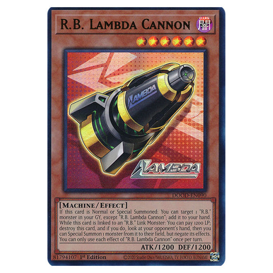 "R.B. Lambda Cannon" DOOD-EN090a card from the Yu-Gi-Oh! set Doom of Dimensions