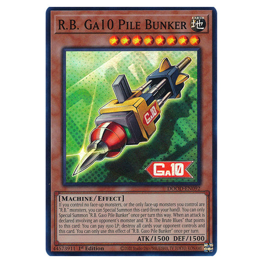 "R.B. Ga10 Pile Bunker" DOOD-EN092 card from the Yu-Gi-Oh! set Doom of Dimensions