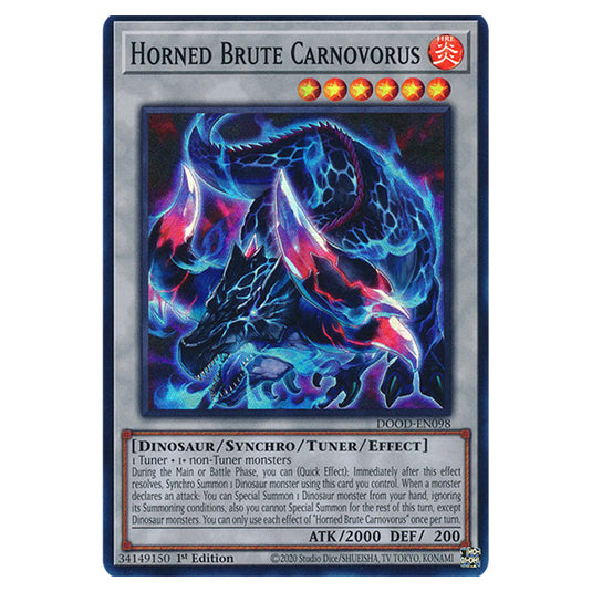 "Horned Brute Carnovorus" DOOD-EN098 card from the Yu-Gi-Oh! set Doom of Dimensions