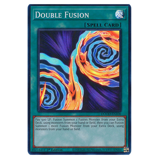 "Double Fusion" DOOD-EN100 card from the Yu-Gi-Oh! set Doom of Dimensions