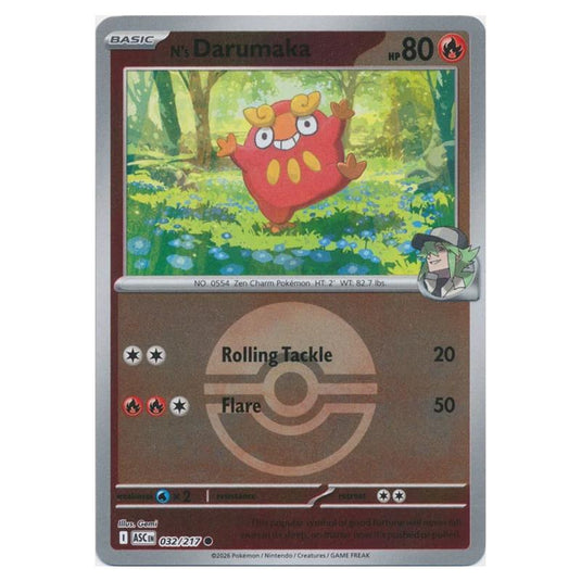 Pokemon - Mega Evolution - Ascended Heroes - Ball & Rocket Reverse Holo - N's Darumaka - 032/217