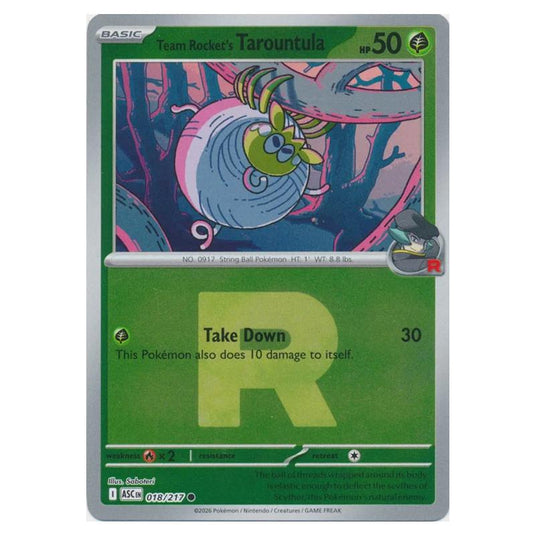 Pokemon - Mega Evolution - Ascended Heroes - Ball & Rocket Reverse Holo - Team Rocket's Tarountula - 018/217