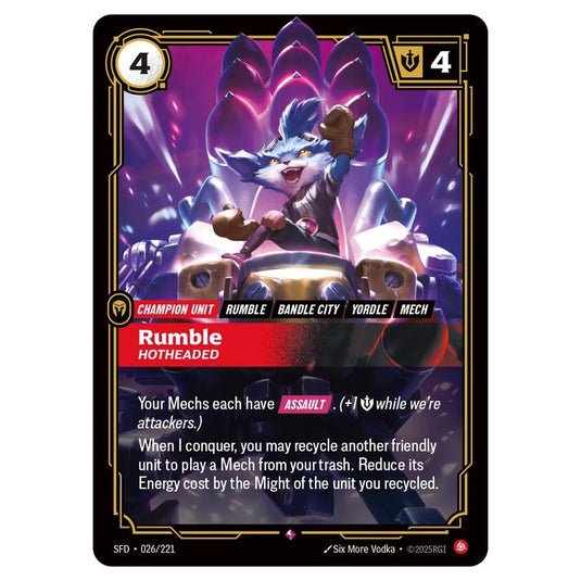 Riftbound: League of Legends TCG - Spiritforged - Rumble - Hotheaded - 026/221