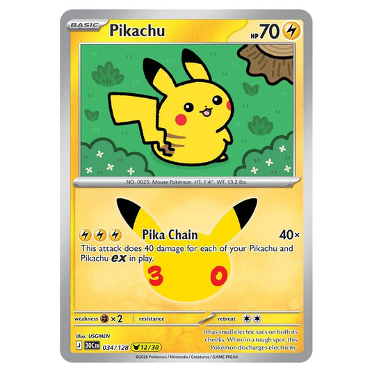 Pokemon - 30th Celebration - Pikachu - 034/128