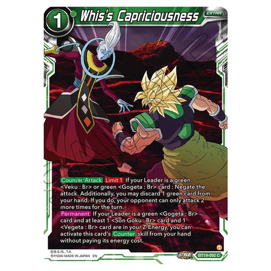 Dragon Ball Super - Fighter's Ambition - Whis's Capriciousness - BT19-092