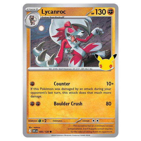 Pokemon - 30th Celebration - Lycanroc - 085/128