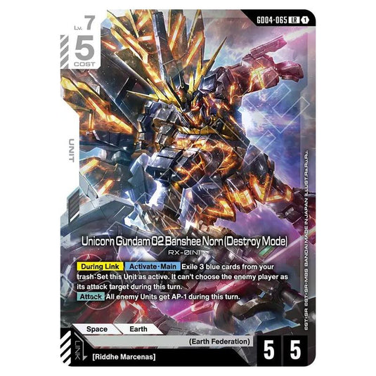 Gundam Card Game - GD-04: Phantom Aria - Unicorn Gundam 02 Banshee Norn (Destroy Mode) (LR) - GD04-065