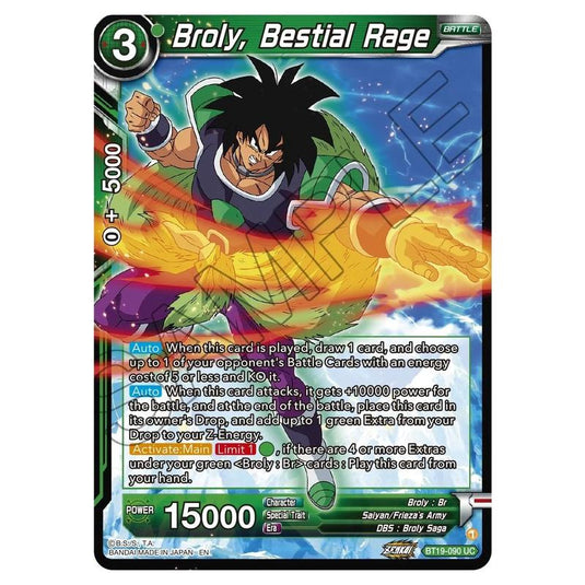 Dragon Ball Super - Fighter's Ambition - Broly, Bestial Rage - BT19-090