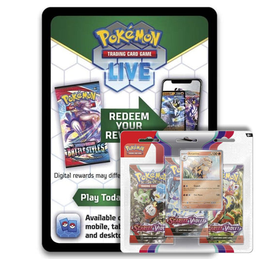 Pokemon - Scarlet & Violet Base Set - Arcanine 3-Pack Blister - Online Pokemon - Scarlet & Violet Base Set - Arcanine 3-Pack Blister - Online