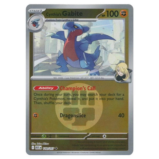 Pokemon - Mega Evolution - Ascended Heroes - Energy Reverse Holo - Cynthia's Gabite - 110/217
