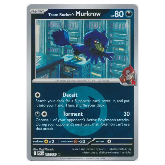 Pokemon - Mega Evolution - Ascended Heroes - Energy Reverse Holo - Team Rocket's Murkrow - 126/217