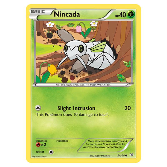 Pokemon - XY - Roaring Skies - Nincada - 9/108 (Reverse Holo)