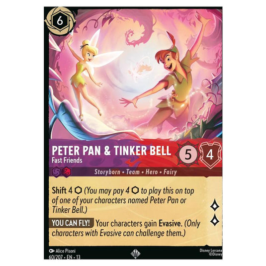 Lorcana - Attack of the Vine! - Peter Pan & Tinker Bell - Fast Friends (Super Rare) - 60/207