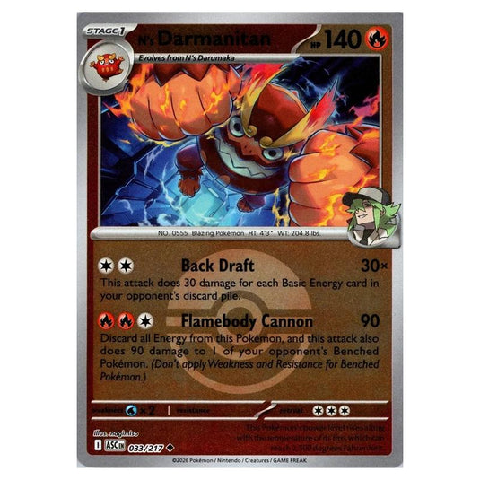 Pokemon - Mega Evolution - Ascended Heroes - Ball & Rocket Reverse Holo - N's Darmanitan - 033/217