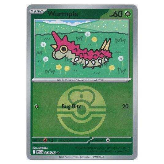 Pokemon - Mega Evolution - Ascended Heroes - Ball & Rocket Reverse Holo - Wurmple - 011/217