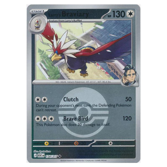 Pokemon - Mega Evolution - Ascended Heroes - Ball & Rocket Reverse Holo - Larry's Braviary - 174/217