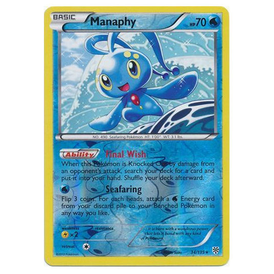 Pokemon - Black & White - Plasma Storm (Reverse Holo) - Manaphy - 34/135