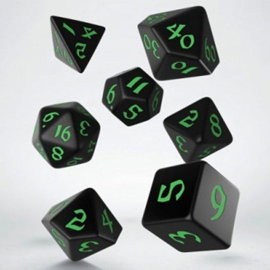 Classic Runic Black & Green Dice Set