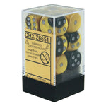 Chessex - Gemini 16mm D6 w/pips 12-Dice Blocks - Black/Gold w/silver