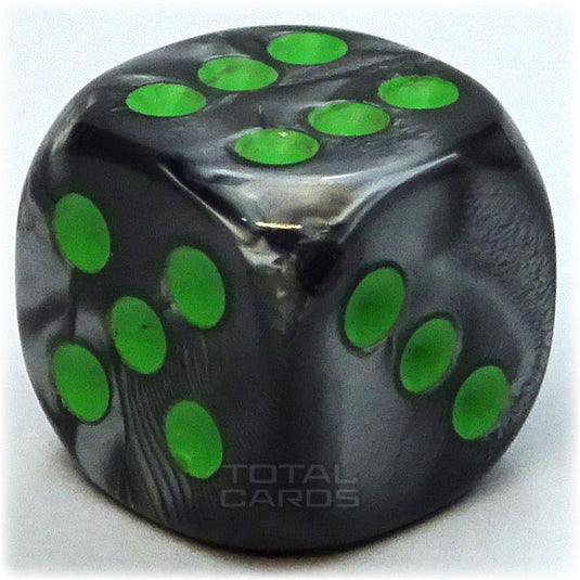 Chessex - Gemini 12mm D6 - Black-Grey w/Green