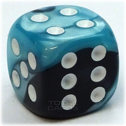 Chessex - Gemini 12mm D6 - Black-Light Blue w/White