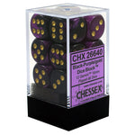 Chessex - Gemini 16mm D6 w/pips 12-Dice Blocks - Black/Purple w/gold
