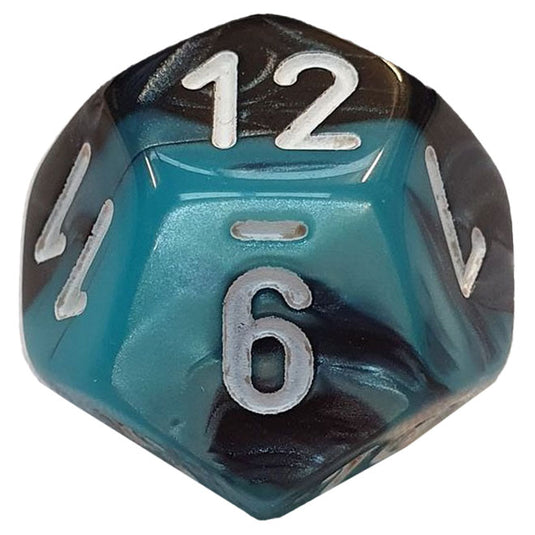 Chessex - Gemini 16mm D12 - Black-Light Blue w/White