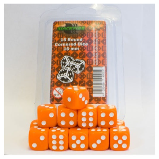 Blackfire Dice - 16mm D6 Dice Set - Orange (15 Dice)