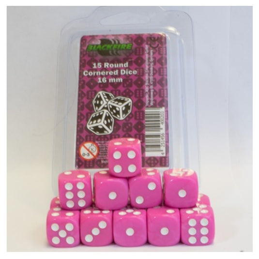 Blackfire Dice - 16mm D6 Dice Set - Pink (15 Dice)