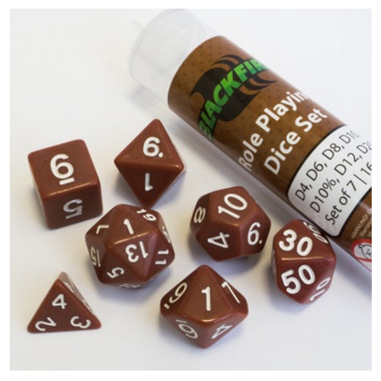 Blackfire Dice - 16mm Role Playing Dice Set - Brown (7 Dice)