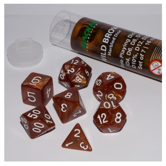 Blackfire Dice - 16mm Role Playing Dice Set - Wild Brown (7 Dice)
