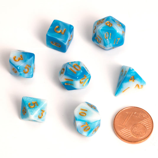 Blackfire Dice - Fairy Dice RPG Set - BiColor Blue White (7 Dice)