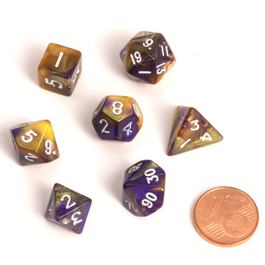 Blackfire Dice - Fairy Dice RPG Set - BiColor Yellow Purple (7 Dice)