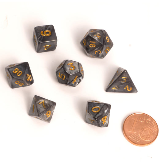 Blackfire Dice - Fairy Dice RPG Set - Marbled Black (7 Dice)