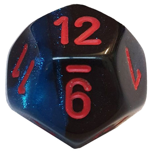 Chessex - Gemini 16mm D12 - Black-Starlight w/Red