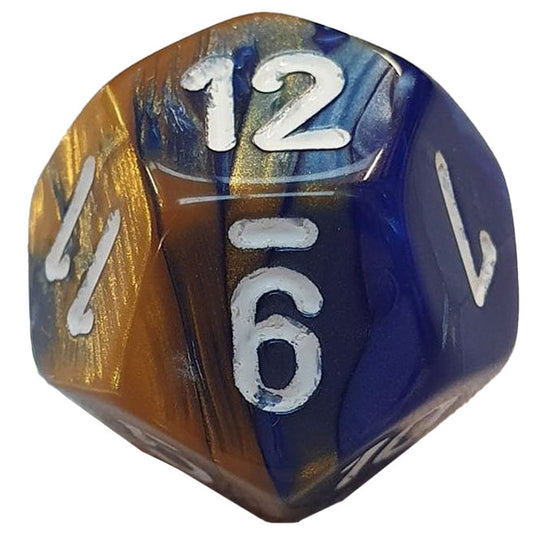 Chessex - Gemini 16mm D12 - Blue-Gold w/White