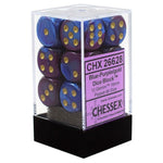 Chessex - Gemini 16mm D6 w/pips 12-Dice Blocks - Blue/Purple w/gold